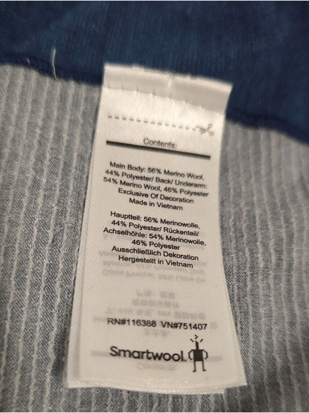 Smartwool Merino Sport 150 1/4 Zip Long Sleeve Pullover Gray Blue - Size Medium - Picture 6 of 13